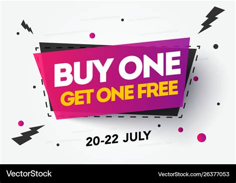 Buy 1 Get 1 Free Sale Banner Discount Tag Design Vector Image