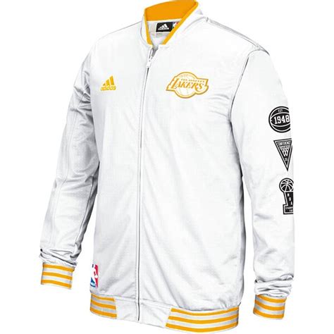 Mens Los Angeles Lakers Adidas White On Court Warm Up Jacket Nba Store