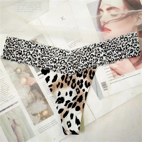 Underwear Women Sexy Lace Briefs Leopard Print Thongs G String Lingerie Underwear Seamless Low