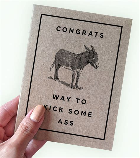 Congrats Way To Kick Some Ass Pun Graduation Card A Greeting Card Recycled Kraft Card Grad Card