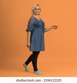 Pretty Bbw Blonde Woman Blue Dress Stock Photo Shutterstock