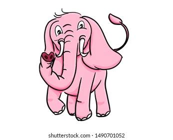 Cute Adorable Pink Elephant Drawing Freehand Stock Illustration ...