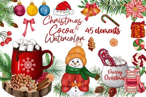Christmas And Hot Cocoa Watercolor Png Graphic By Boo Design Creative Fabrica