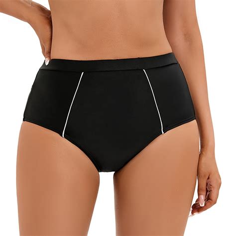 B91xZ Women S High Waisted Swim Bottom Ruched Bikini Tankini Swimsuit Briefs Plus Size Girls