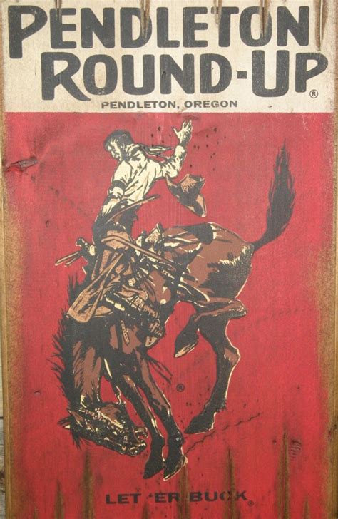 Pendleton Round Up Let Er Buck Western Antiqued Rodeo Etsy