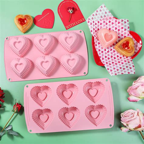 Webake Molde de silicona para tartas con forma de corazón mini moldes