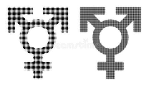 Gepunktete Halbton Polyandry Sex Symbol Symbol Vektor Abbildung