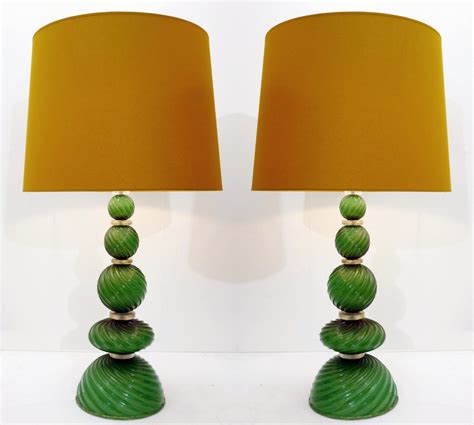 Pair Of Green Glass Murano Lamps 93299