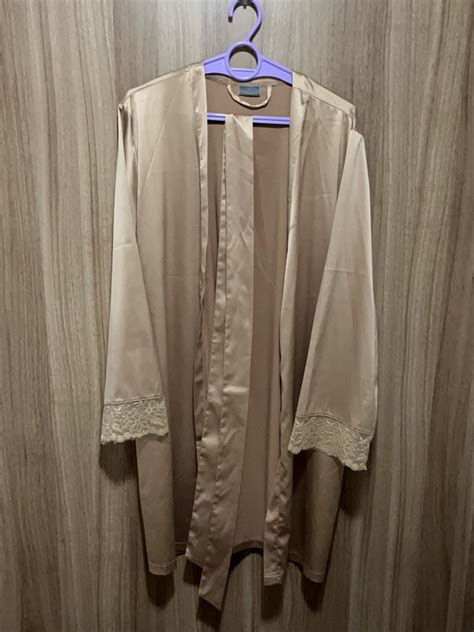 Robe Curto Loungerie Dourado Cetim Lingerie Feminina Loungerie Nunca Usado 72633769 Enjoei