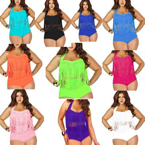 2017 New Plus Size Tassels Swimwear Women Fringe Bikini Girls Swimming