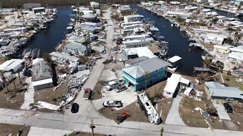 St James City Pine Island FL Hurricane Ian Drone Damage Covering Most