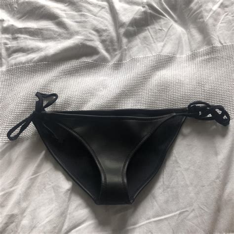Triangl Black Wet Look Bikini Bottoms Never Been Depop
