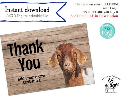 Show Goat Thank You Card State Fair Thank You Card Farm Thank You