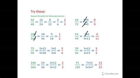 Fractions In Lowest Terms