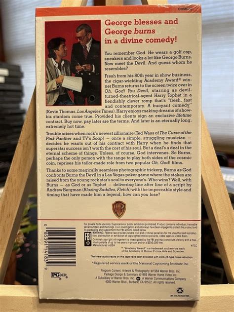 Brand New Sealed Oh God You Devil Vhs George Burns 1989 Whv Free