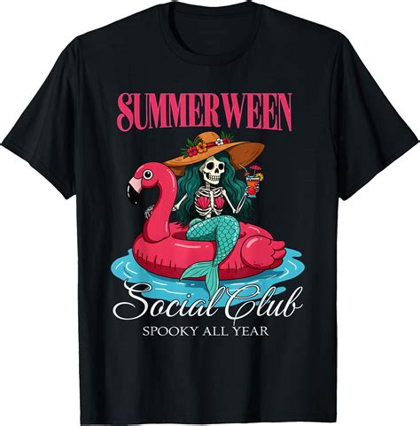 Hot Trending Tee With Summerween Social Club Spooky All Year Skeleton Mermaid Walmart