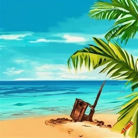 Shipwreck On A Tropical Beach
