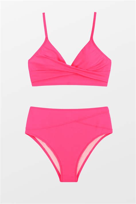 Twist Bra Spliced High Waist Bikini Set