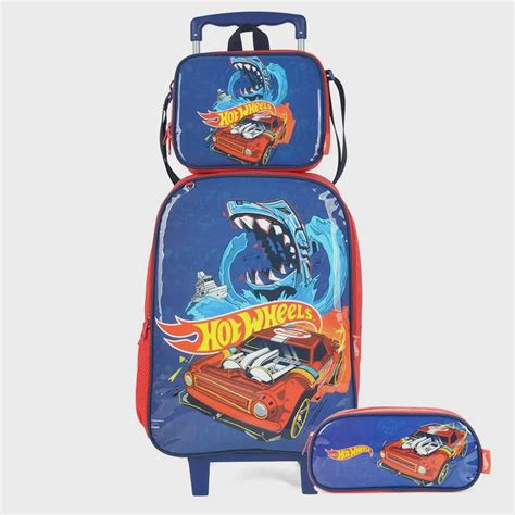 Kit Mochila Escolar Infantil Rodinha Lancheira E Estojo Hot Wheels Em Promo O Na Americanas