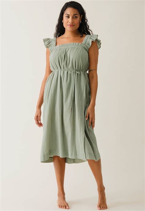 Boho Umstandskleid Mit Smok Green Tea Boob Design