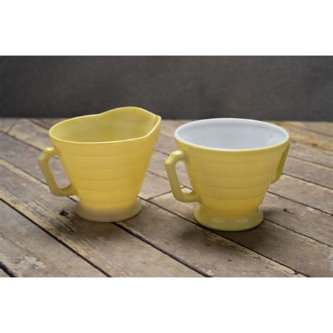 Vintage Hazel Atlas Modertone Platonite Yellow Creamer And Etsy