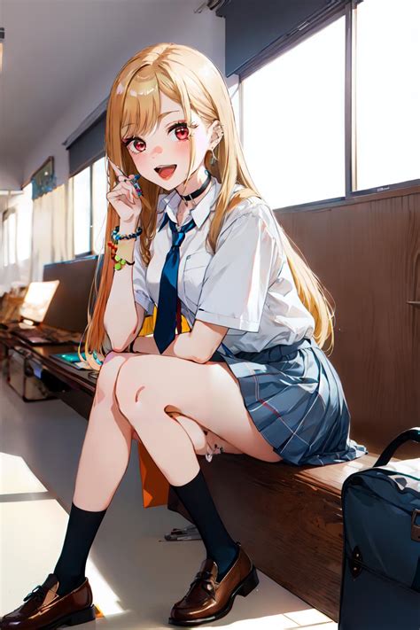 1girl Marin Kitagawa Long Hair Blonde Hair Red Eyes Piercing Earrings Ear Piercing Stud