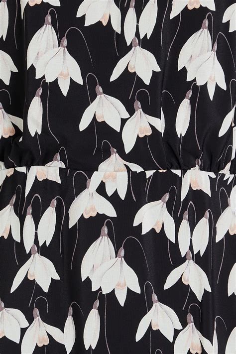 VALENTINO GARAVANI Pussy Bow Floral Print Silk Crepe De Chine Midi Dress THE OUTNET