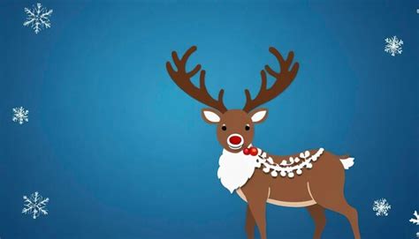 Aesthetic Christmas Reindeer Blue Background Premium Ai Generated Image