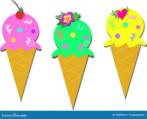 3 Ice Cream Cones Clip Art Royalty Free Illustration Cartoondealer