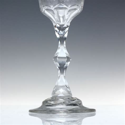 Fine 18th Century Facet Cut And Engraved Wine Glass C1780 Dm Drinking Glasses Exhibit Antiques