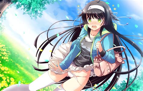 Girl Sexy Lingerie Pantsu Panties Thighhighs Green Eyes