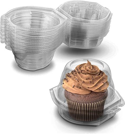 Mt Products Clear Pet Plastic Hinged Single Jumbo Hinged Cupcake