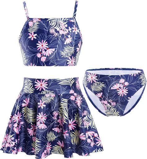 dPois dPois Mädchen tlg Bademode Tankini Bikini Set Bikini Oberteil Top mit Badeslip Unterhose