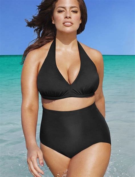Plus Size Diva Black Halter High Waist Bikini