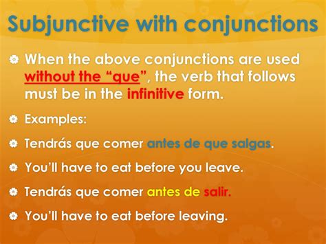 The Subjunctive With Conjunctions Ppt Descargar