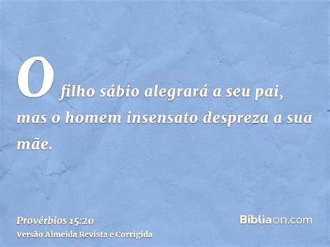 Filho Que Despreza A Mãe Bíblia - Provérbios 15:20 - Bíblia