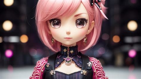 A doll with pink hair and pink hair | Premium AI-generated image