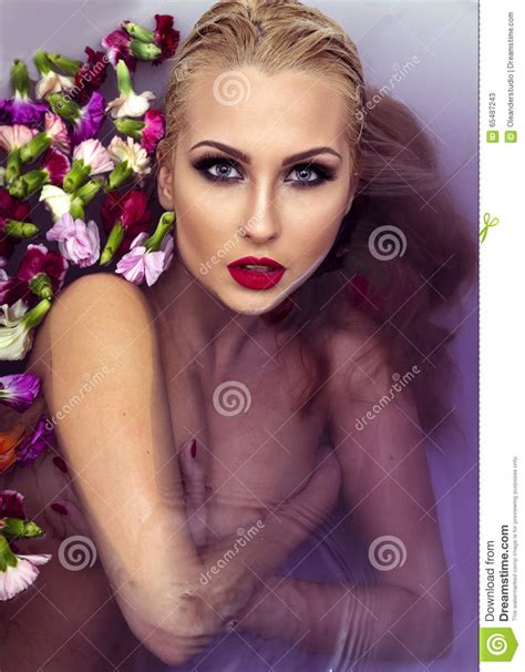 Closeup Beauty Portrait Of Blonde Woman Stock Image Image Of Model