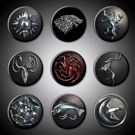 Game of Thrones Magnets House Sigils GOT Symbols Set of 9 Plus Title Bonus Stark - Kitchen ...