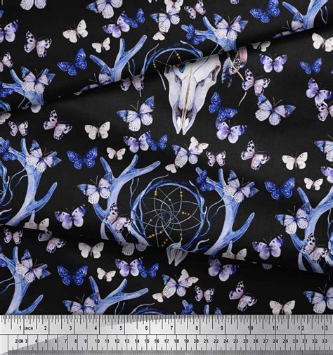 Купить Зеленый японский креп-сатин Soimoi, ткань с насекомыми | Ловец ...