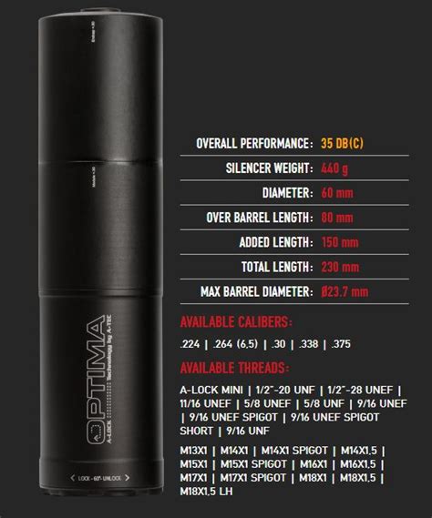 A-TEC OPTIMA 60 .264CAL SCHALLDÃMPFER M18X1 | waffen-baumann.de