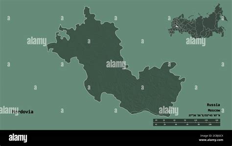 shape mordovia republic russia capital isolated solid background distance