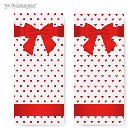 Romantic Vertical Banners With A Red Bow Hearts And Polka Dots 이미지 1360033109 게티이미지뱅크