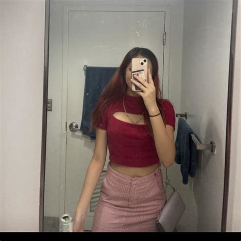 Red Boob Window Cut Out Knit Short Sleeve Crop Top Depop
