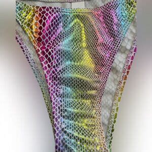 Pretty Woman Boutique Swim Holographic Snake Print Triangle Halter Cheeky Bikini Set Poshmark