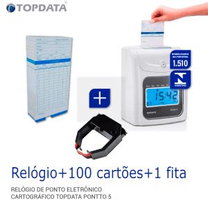 Relógio de Ponto Cartográfico Topdata 100 cartões 1 Fita