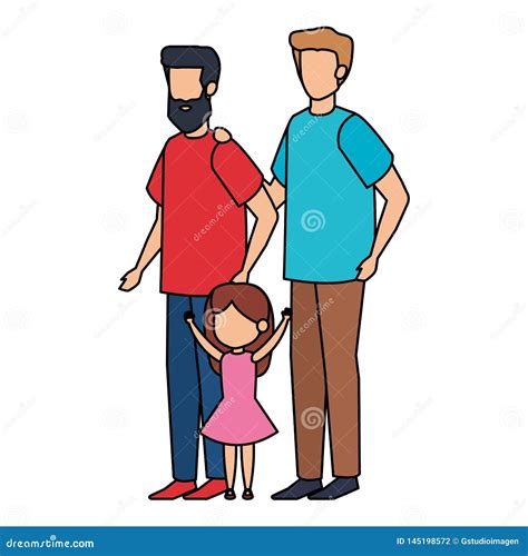 Pareja gay con la hija ilustración del vector Ilustración de lazo