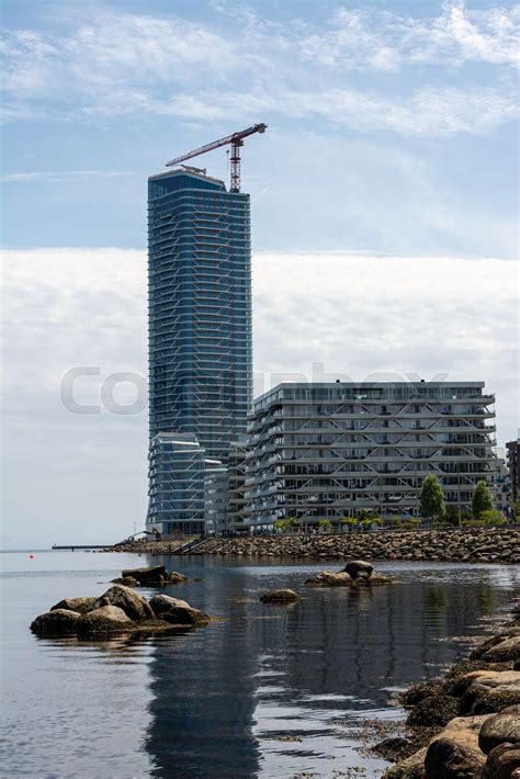 The lighthouse on Aarhus Ø aritificial island created in Aarhus The