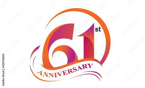 61st Anniversary Logo Vector Design With Gradient Color Vector De Stock