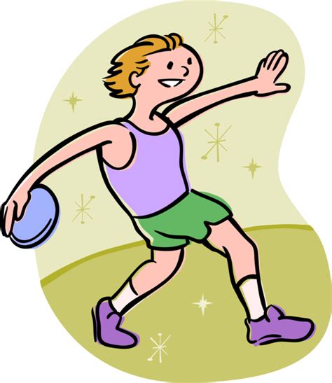 Vector Illustration Of Track And Field Athletic Sport Kids Discus